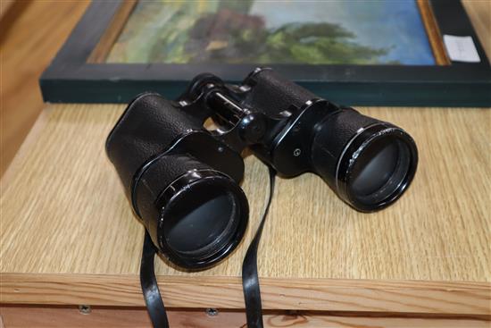 A quantity of mixed collectables including miniature items, binoculars, flat iron, etc.